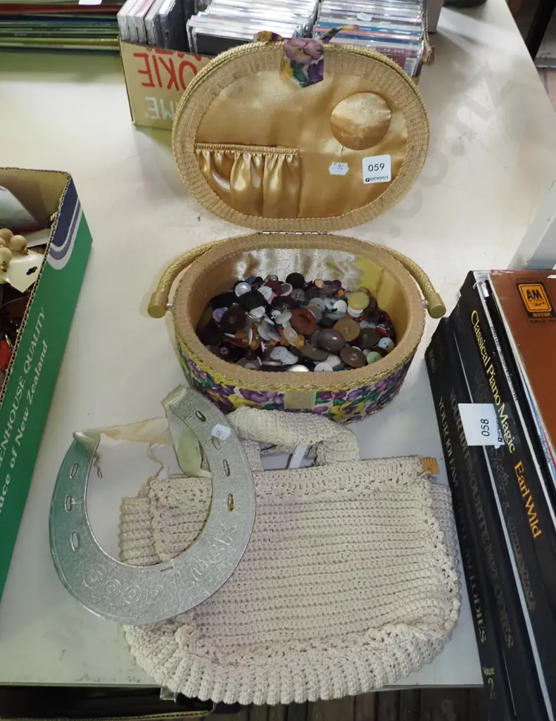 sewing box; buttons, crochet purse Image 1++