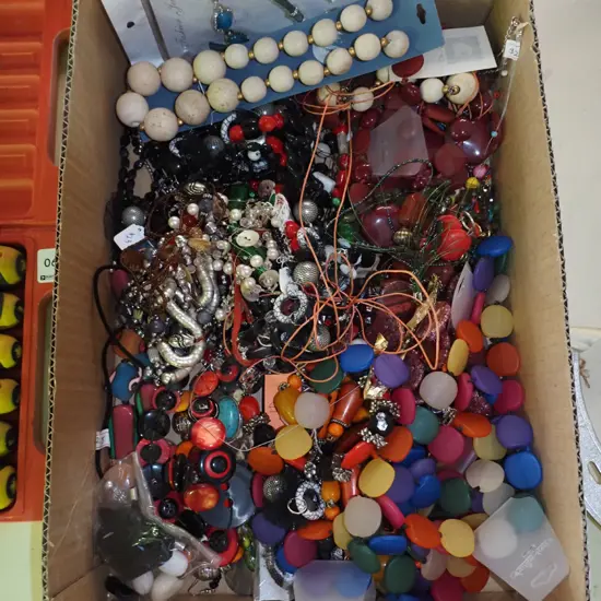 large box of beaded and other necklaces