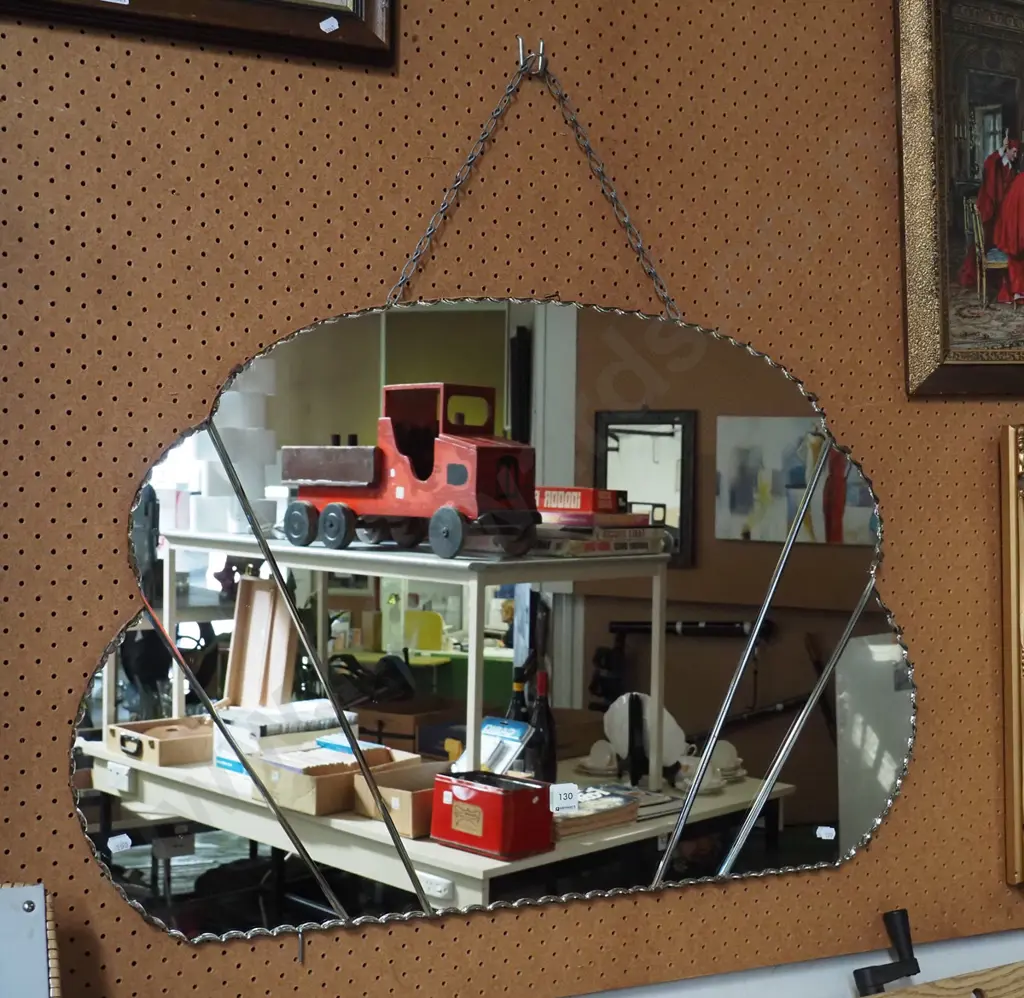 large scalloped edge deco wall mirror Image 1++
