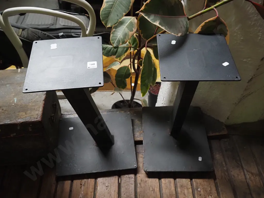 2x black metal speaker stands Image 1++