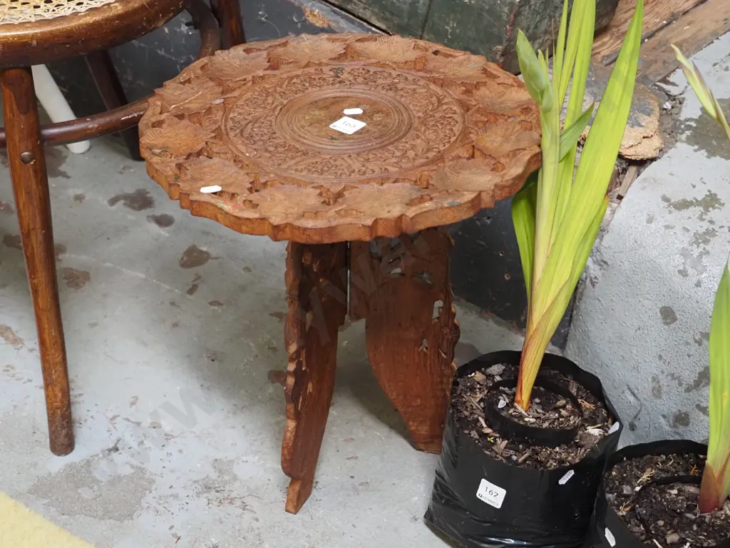 small carved wooden table Image 1++