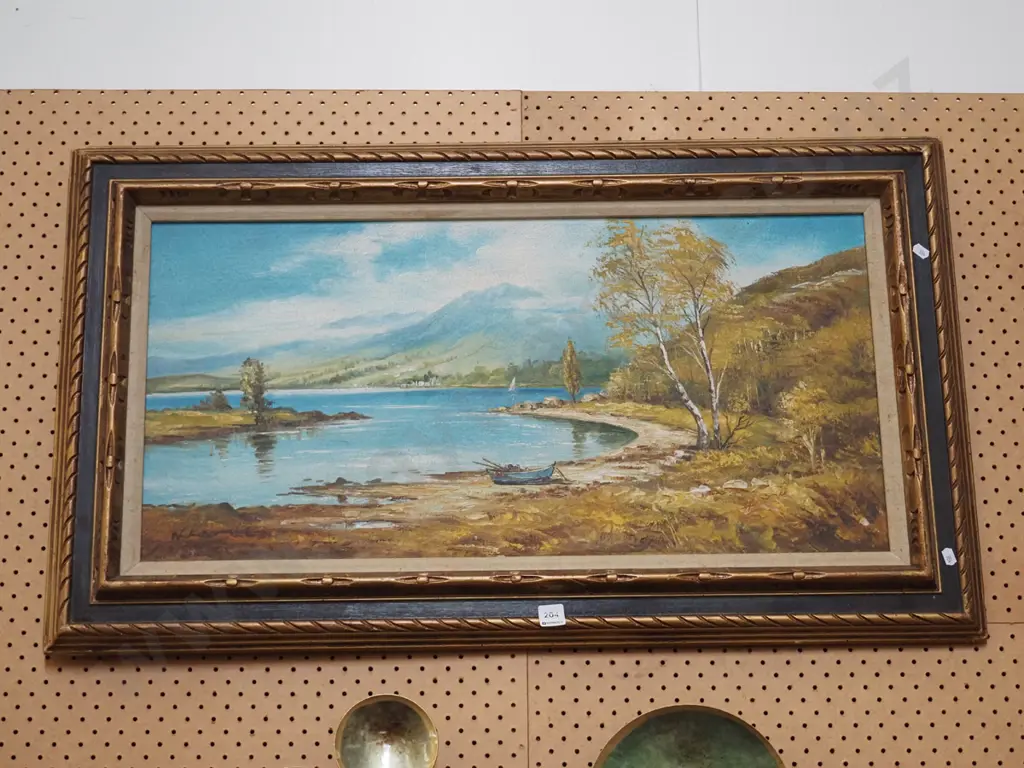 framed oil - lake and mountain scene Image 1++