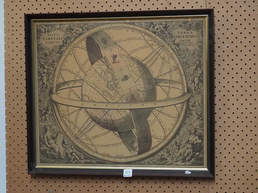 reproduction framed print - world globe Image 1++