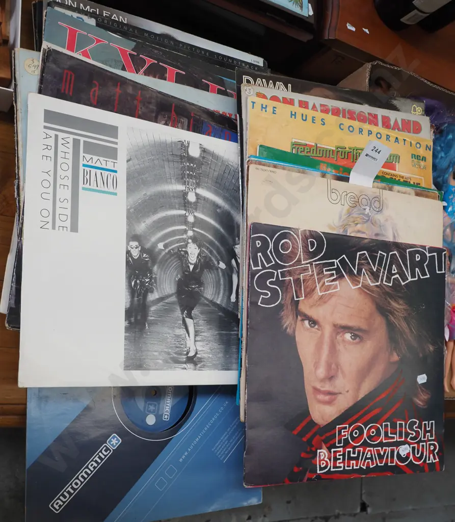 stack of LPs; Rod Stewart, Bread etc Image 1++