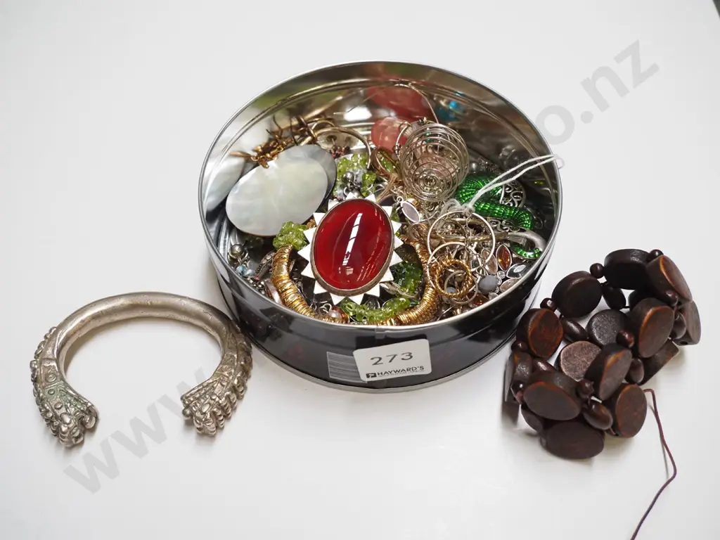 tin of costume jewellery Image 1++