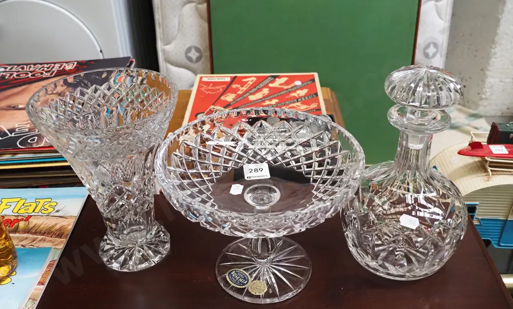 cut crystal decanter, vase, comport Image 1++