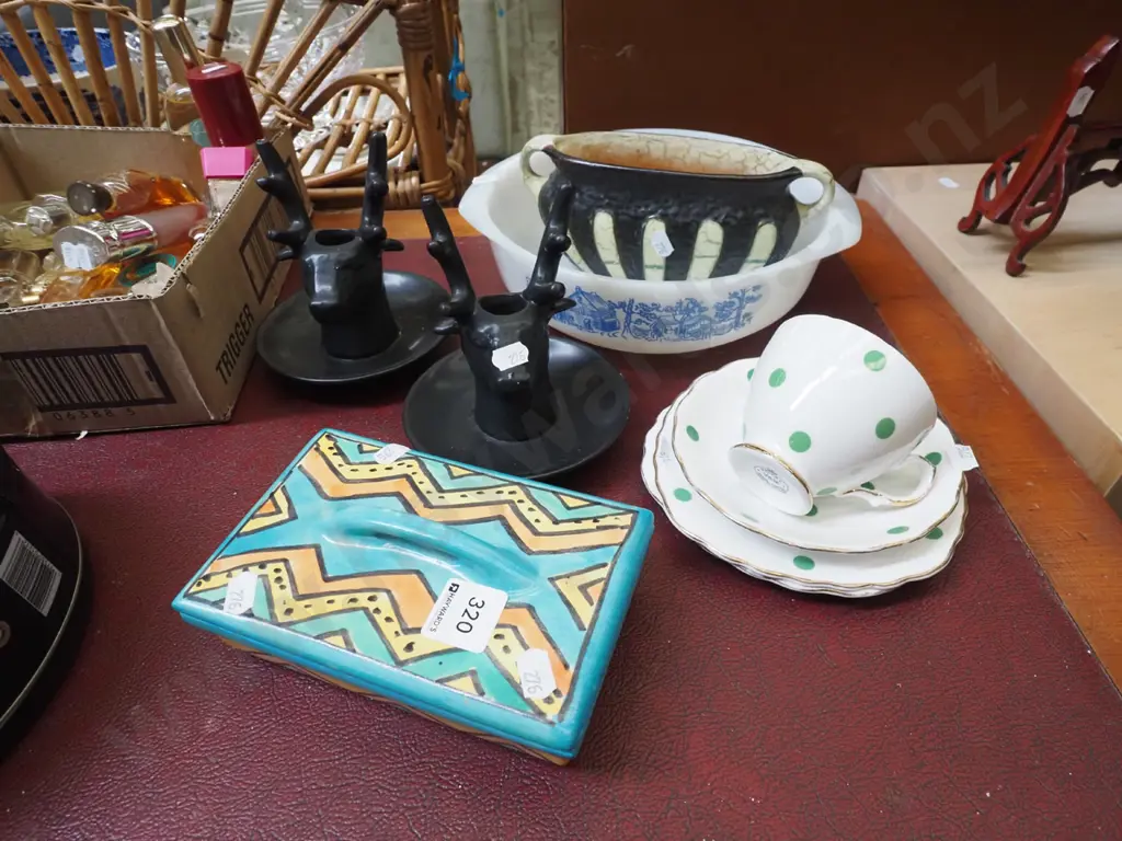 deer themed candlesticks, retro pyrex baking dish, trio etc Image 1++