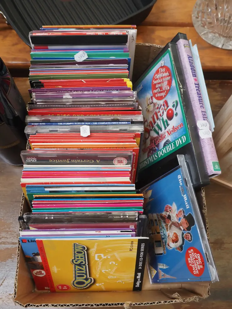 box of DVDs, CDs Image 1++