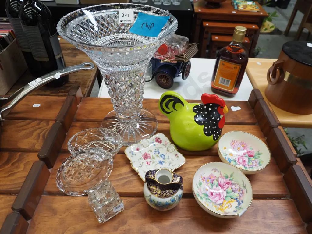 large crystal bowl- chip, happy hens, floral dishes etc Image 1++