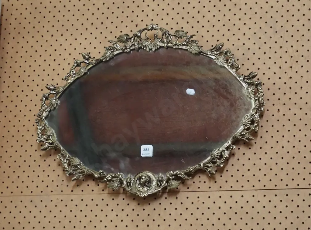 ornate gilt framed oval wall mirror Image 1++