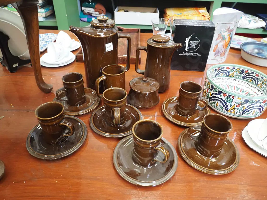 Temuka pottery stoneware coffee set, 2 jugs, creamer, 6 cups and saucers Image 1++