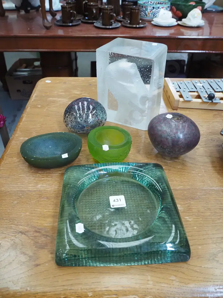 solid resin sculpture, studio glass bowls, ashtray etc Image 1++