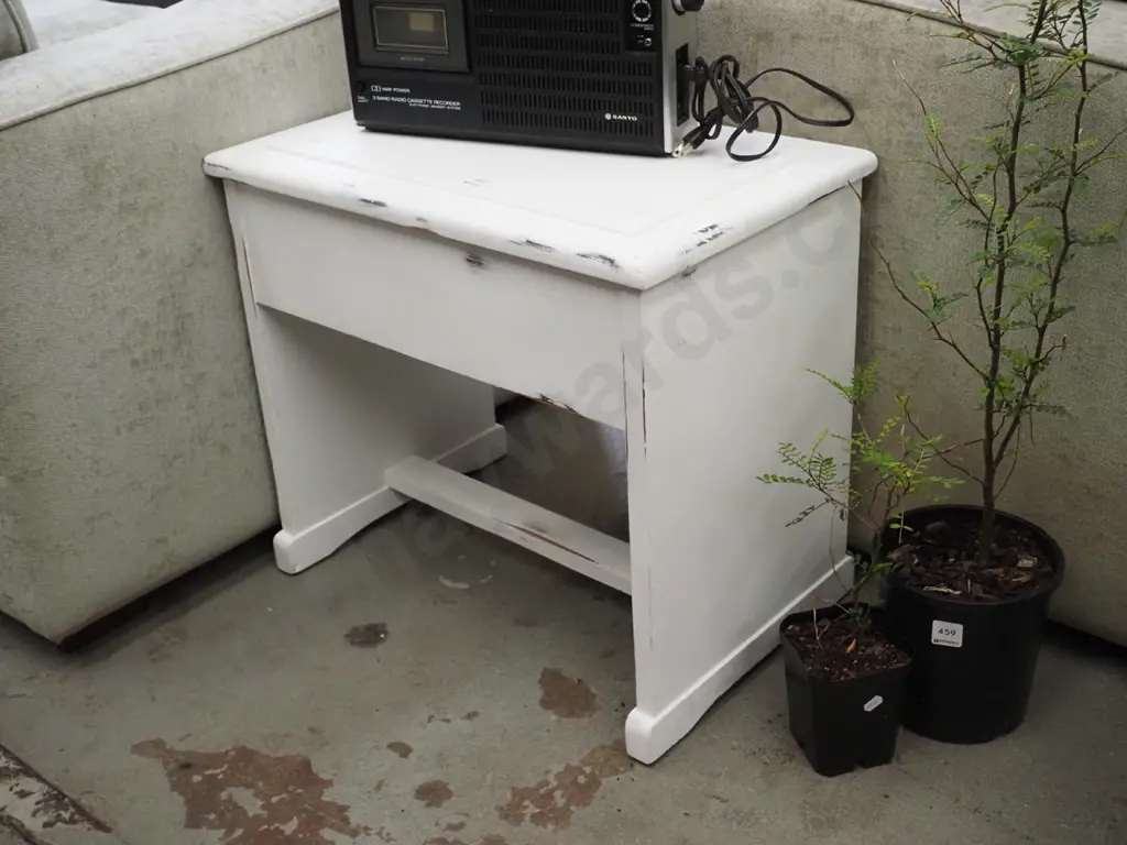 hand painted white piano stool Image 1++