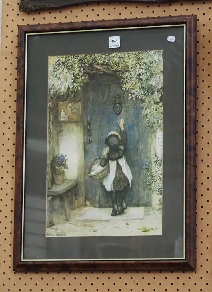 framed print - girl with basket at front door Image 1++