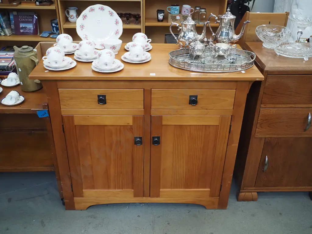 pine 2 door 2 drawer buffet sideboard H-910 W-1120 D-510 Image 1++