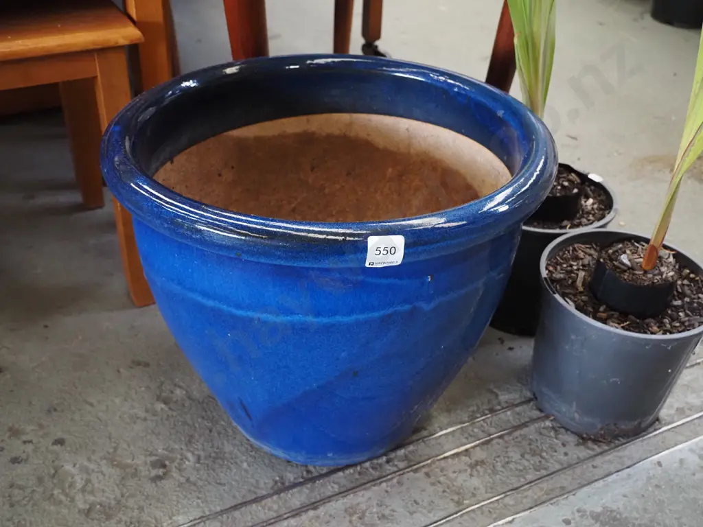 blue glazed garden planter Image 1++