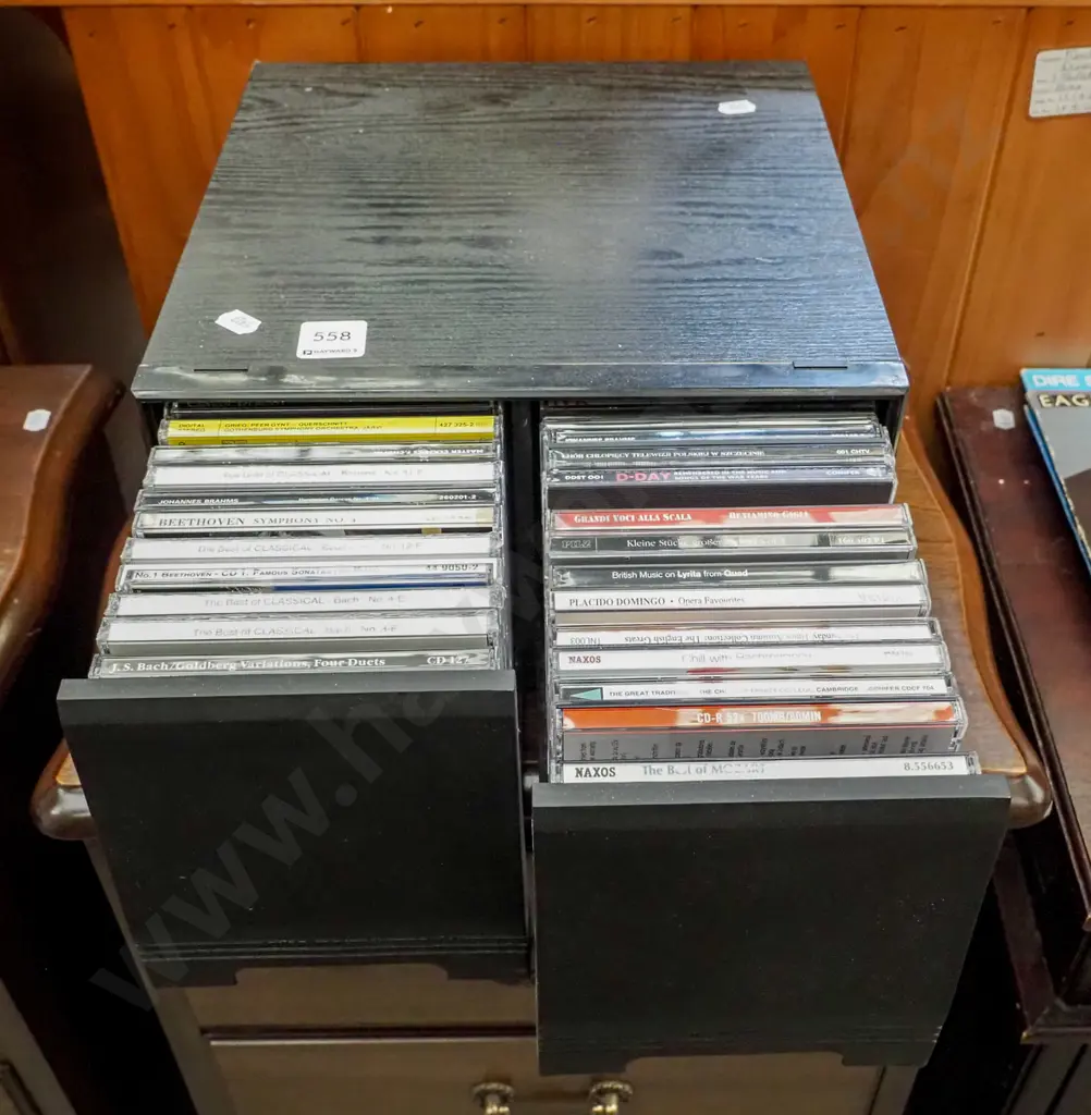 2 drawer CD storage chest and CDs Image 1++