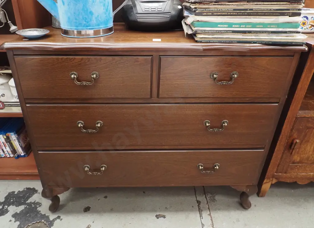 mahogany and  mdf 4 drawer lowboy H-780 W-920 D-400 Image 1++