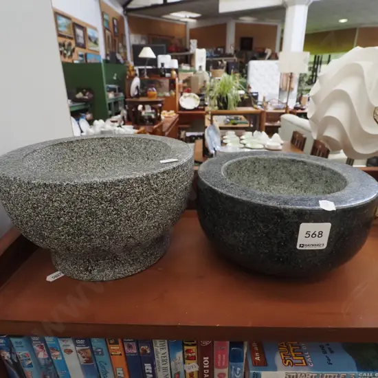2x stone mortars