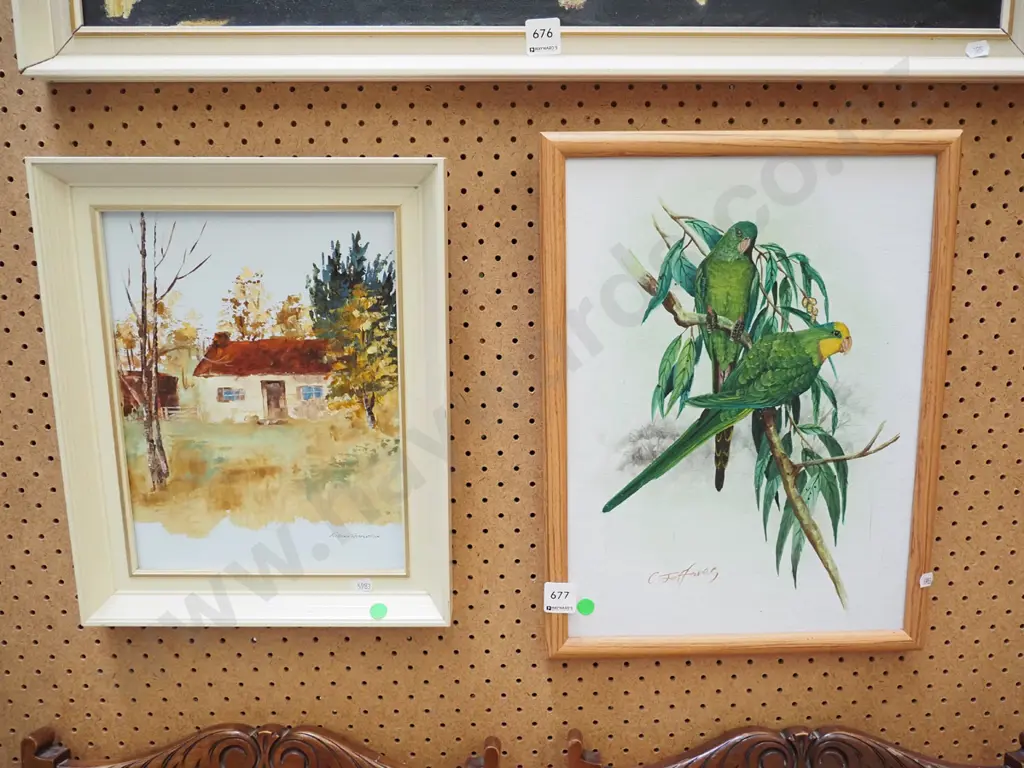 2x oils - farmhouse, parrots Image 1++