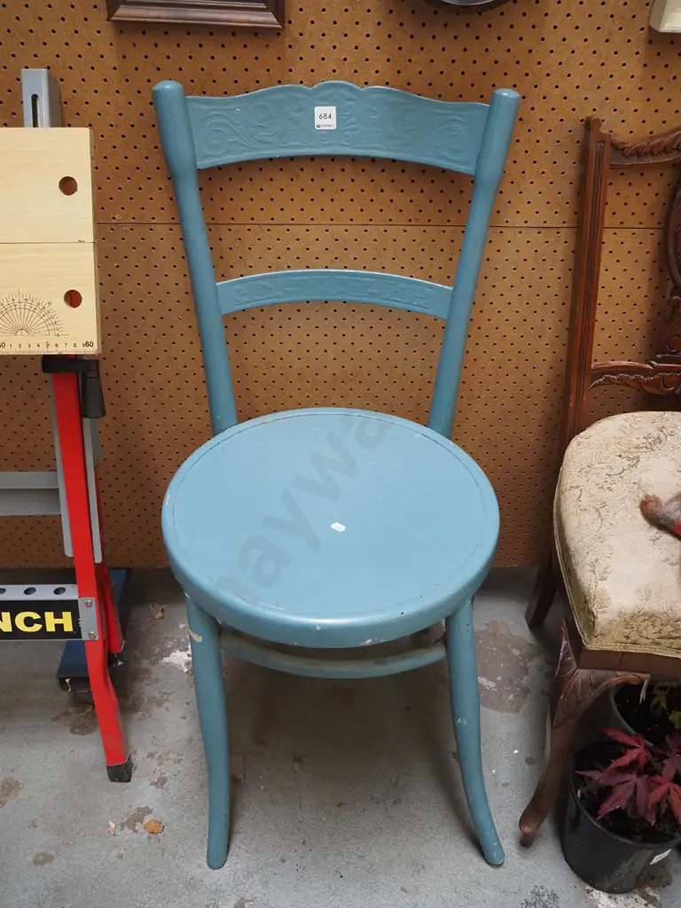 blue painted wooden chair Image 1++