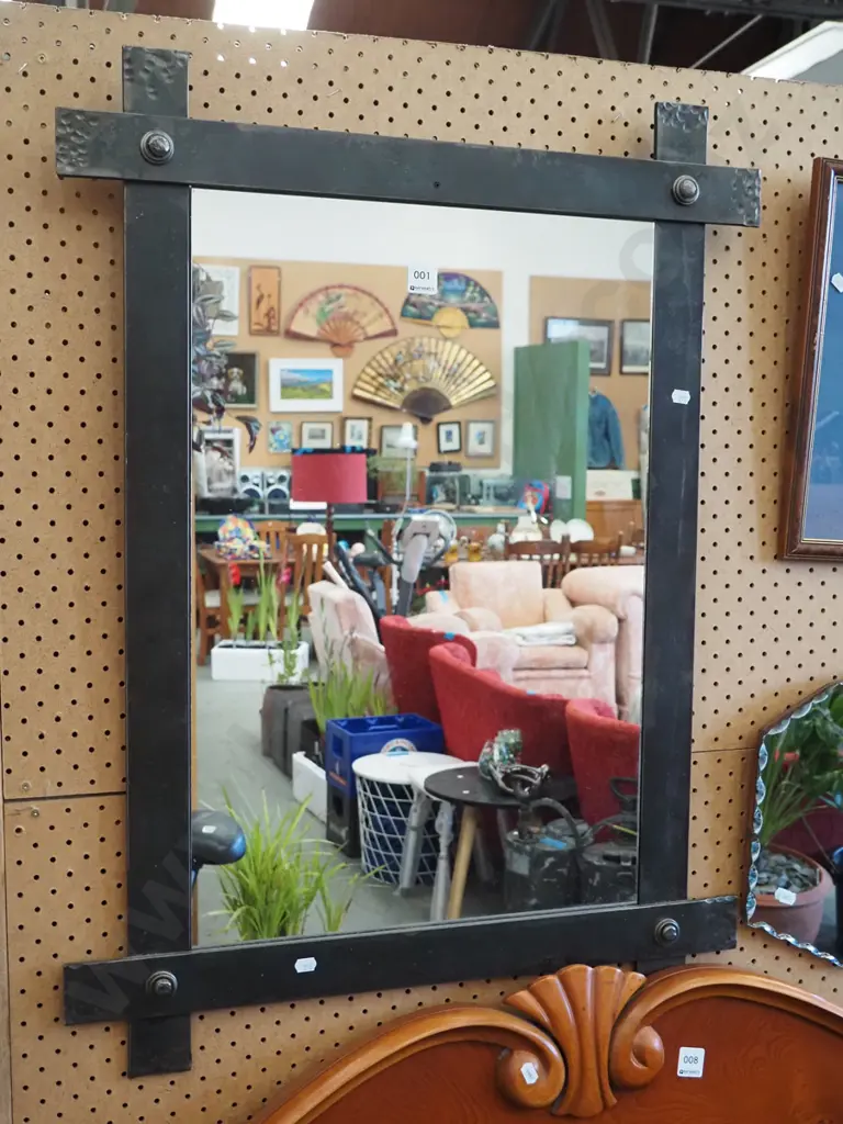 heavy metal framed wall mirror H-810 W-600 Image 1++