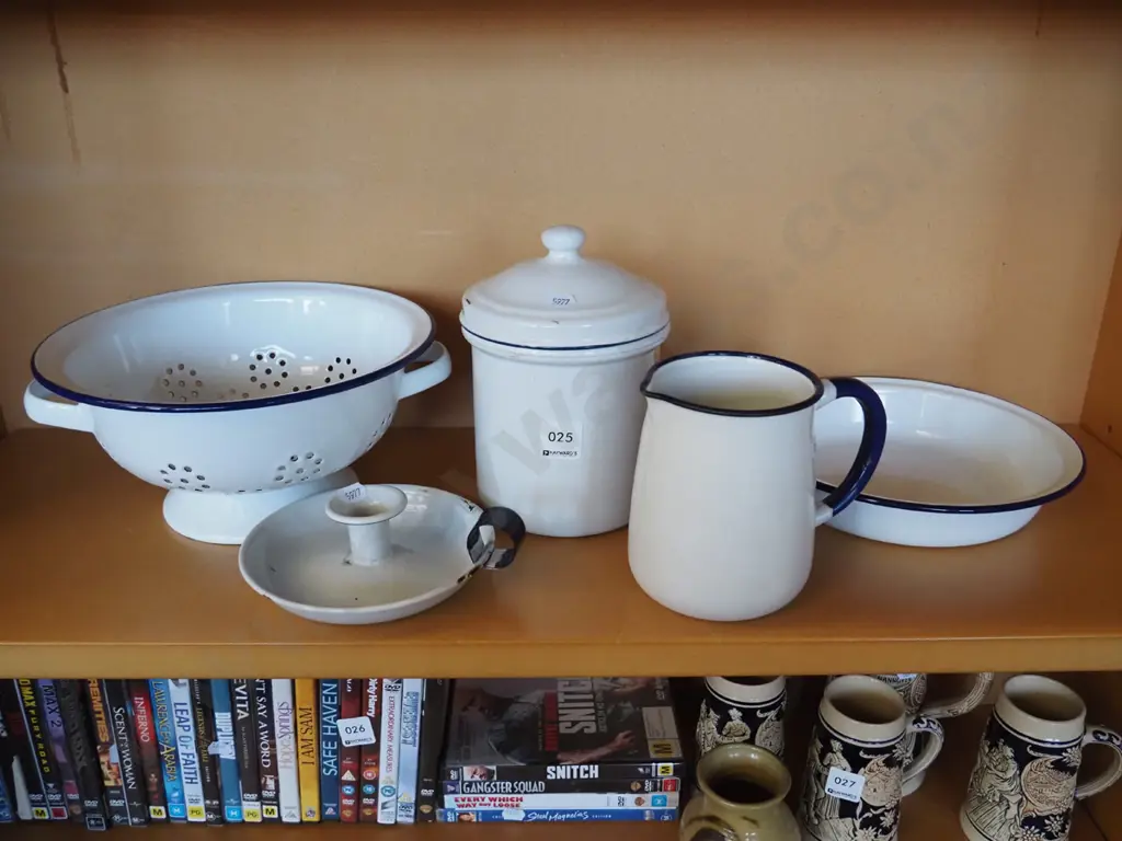 enamel ware - colander, bowl, lidded canister etc Image 1++