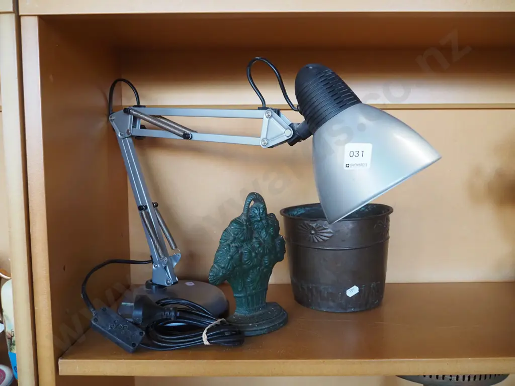copper jardiniere, cast iron door step, anglepoise lamp Image 1++