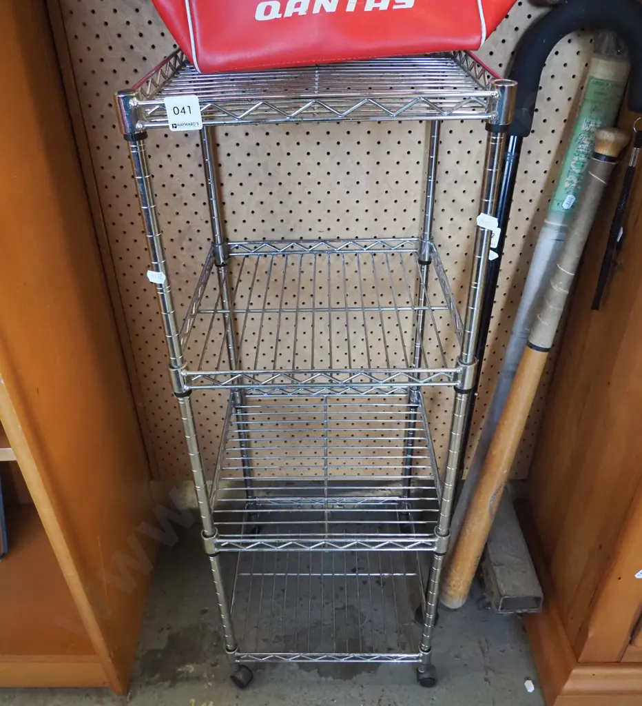 chrome 4 tier shelving on casters Image 1++