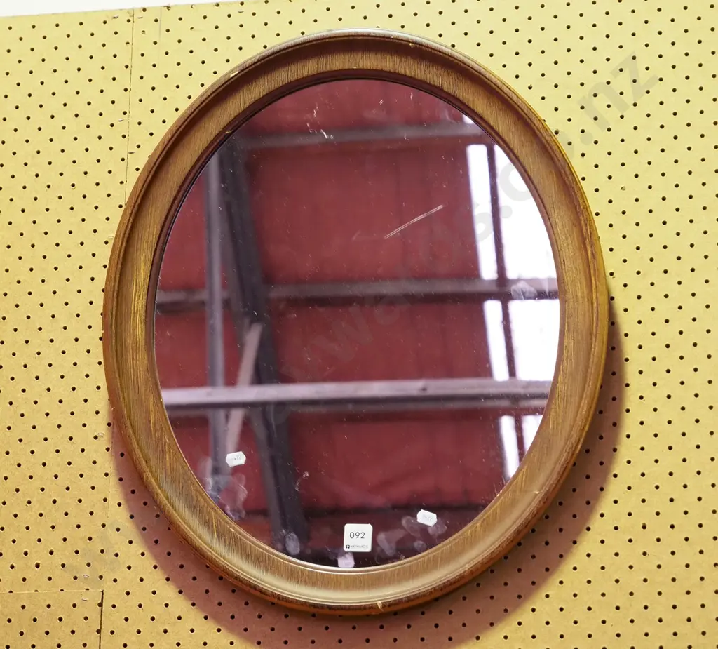 oak framed oval wall mirror Image 1++