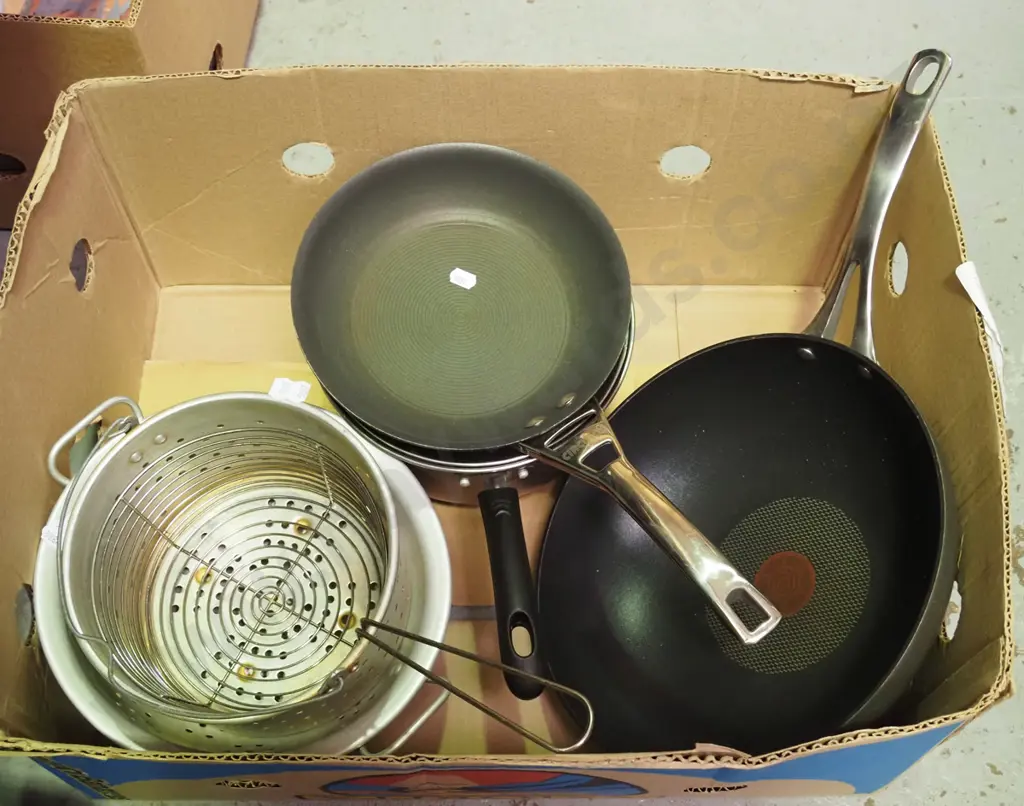box; pots, pans, colander Image 1++