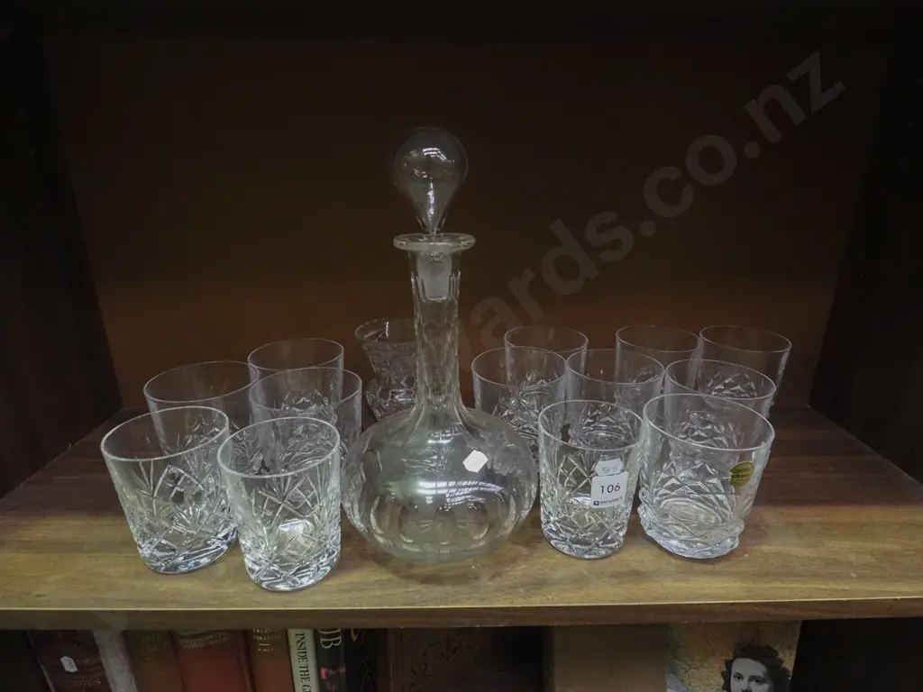 stoppered decanter,vase, cut crystal whisky tumblers Image 1++