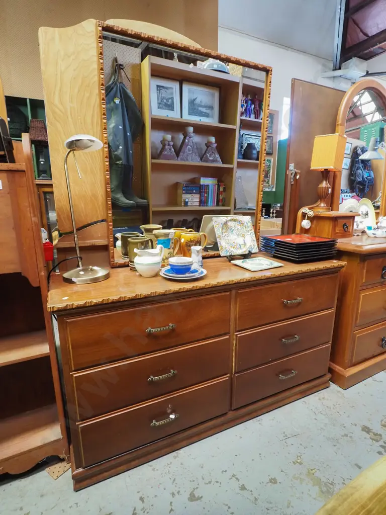 6 drawer mirror back dresser H-1590 W-1270 D-400 Image 1++