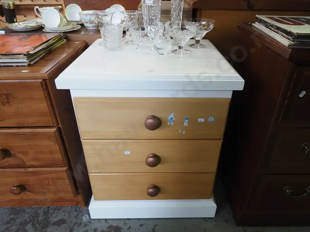wood and mdf partially painted bedside cabinet Image 1++