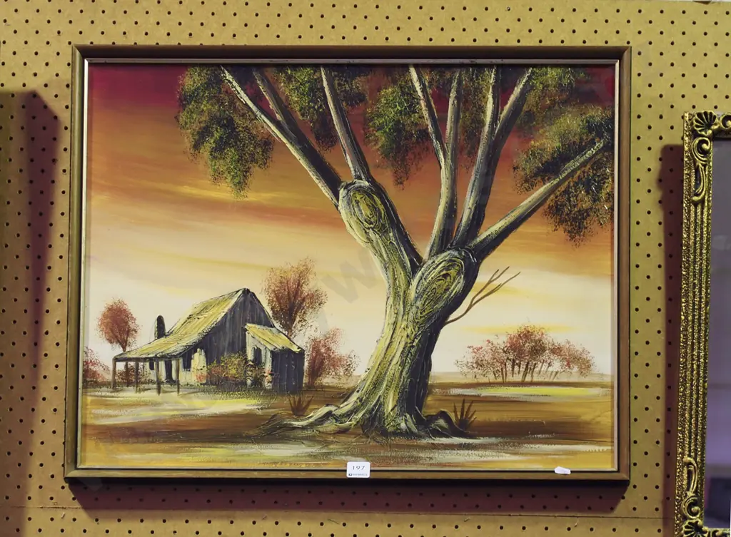 framed oil - outback house and tree Image 1++