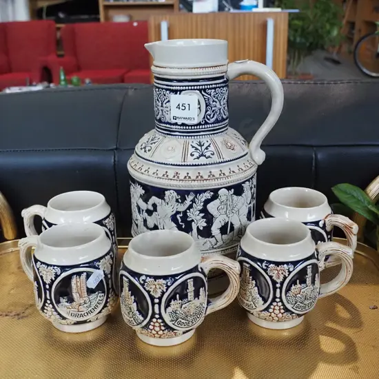 German pottery jug, 5 cups
