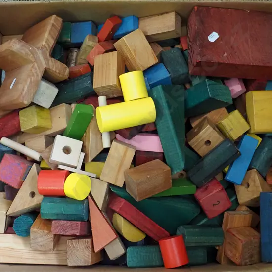box of children's wooden blocks