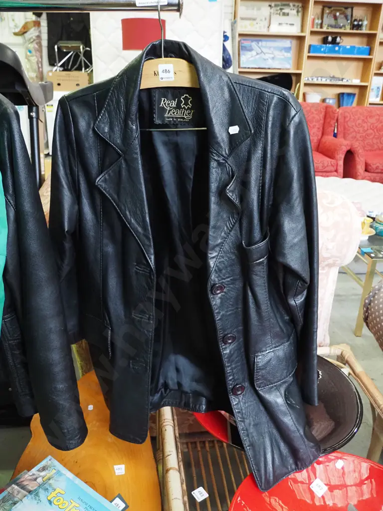 size Small black leather jacket Image 1++
