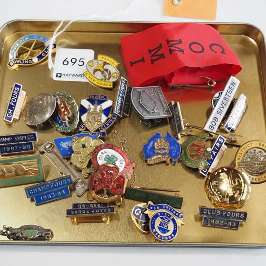 tray of badges