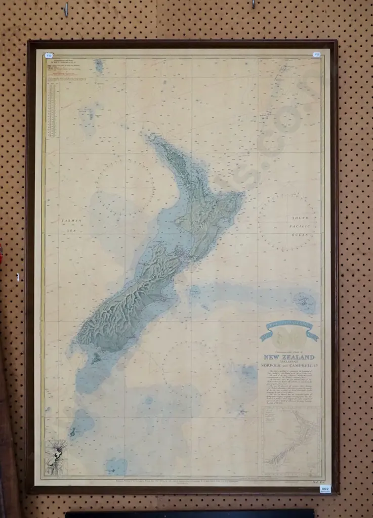 framed map of New Zealand - faded Image 1++