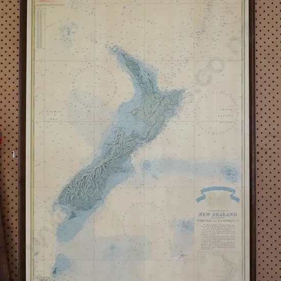 framed map of New Zealand - faded