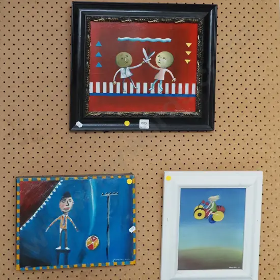 3x original artworks - yellow dots