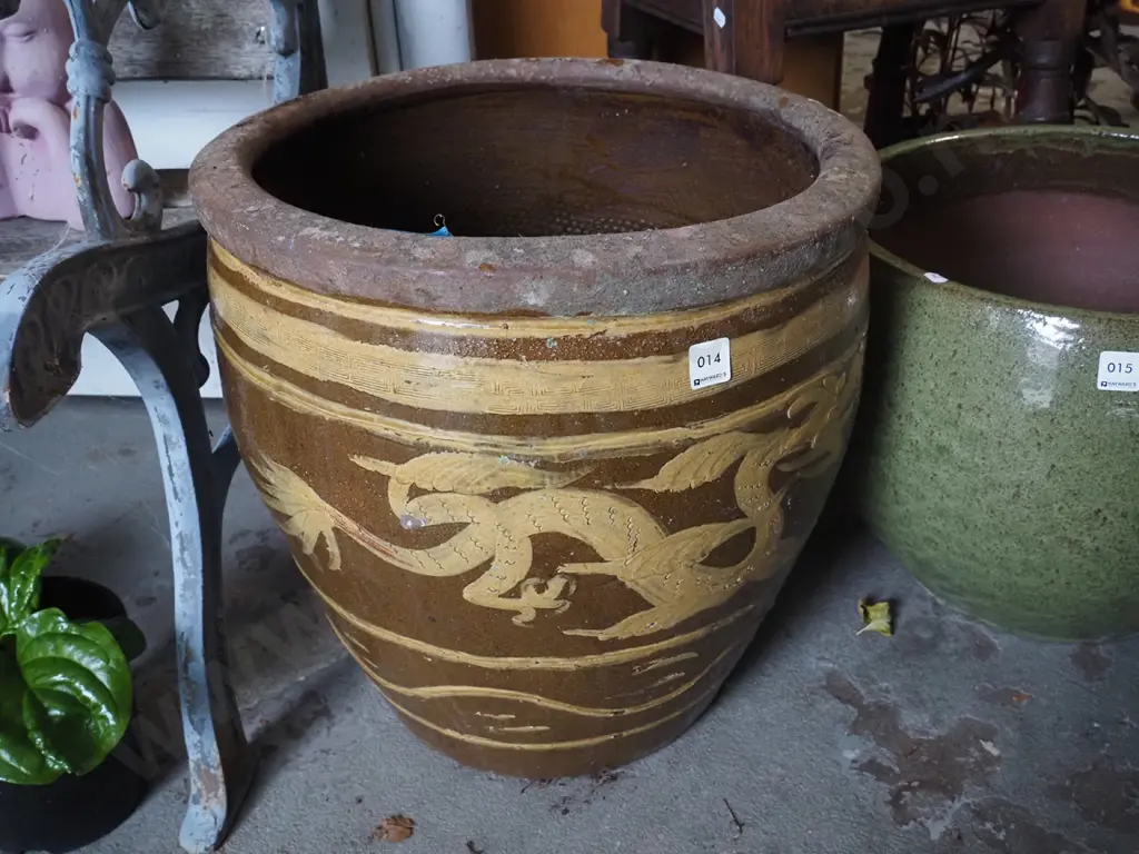 glazed garden dragon planter H-440 Image 1++
