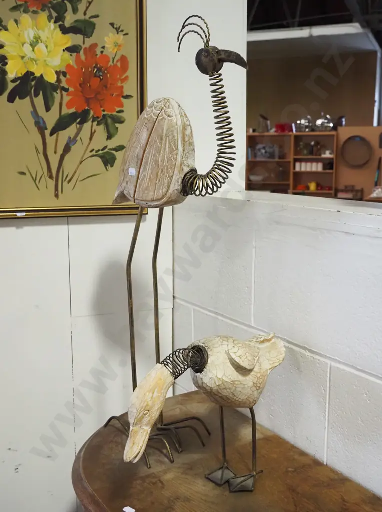 2x spring neck bird figurines H-660 Image 1++