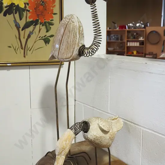 2x spring neck bird figurines H-660