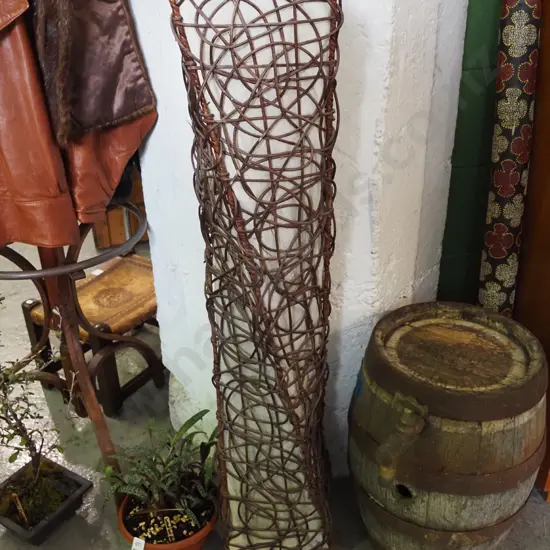 calico and woven cane standard lamp H-1000