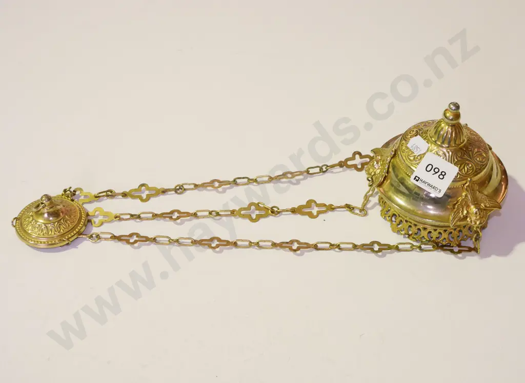 small brass hanging plant holder Image 1++