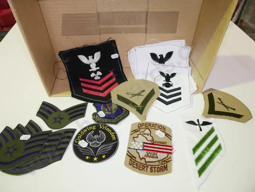 box of embroidered military patches Image 1++