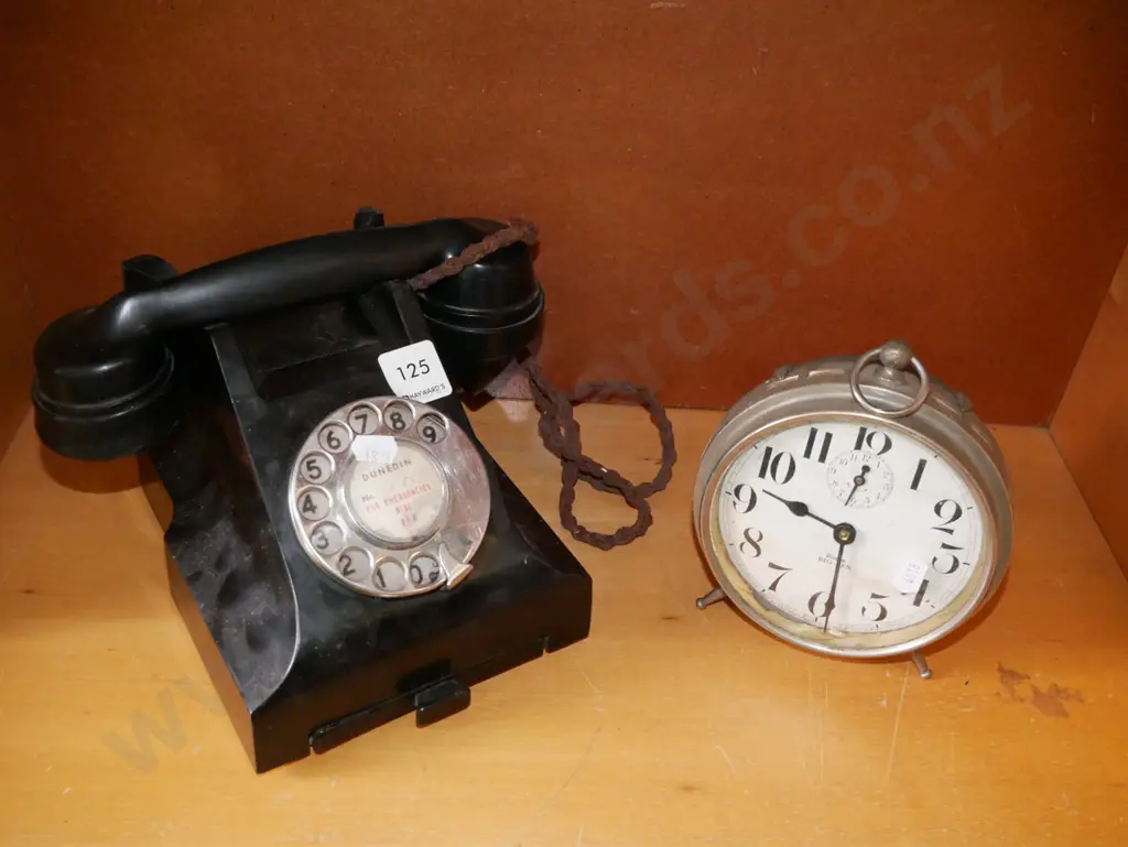 vintage Big Ben bedside alarm clock, early dial phone Image 1++