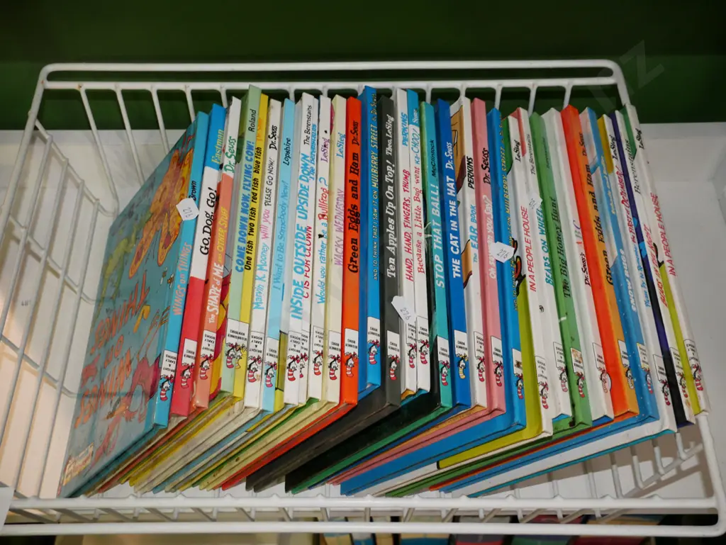 wire crate of various Dr Seuss books Image 1++